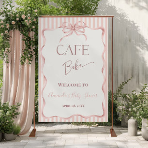 Poster Bem-vindo ao Café Bebe Rosa Retro Churrasco de Beb