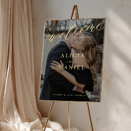 Poster Bem-vindo ao cartaz impresso de casamento com foto