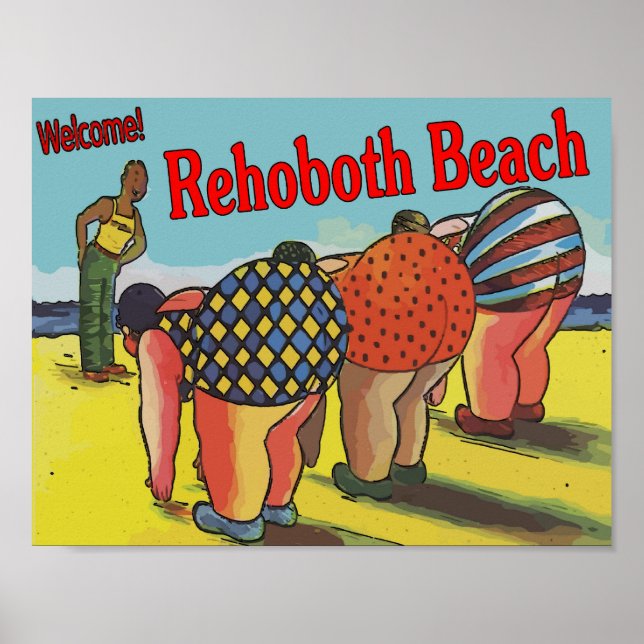 Poster Bem-vindo ao Cartoon Rehoboth Beach (Frente)
