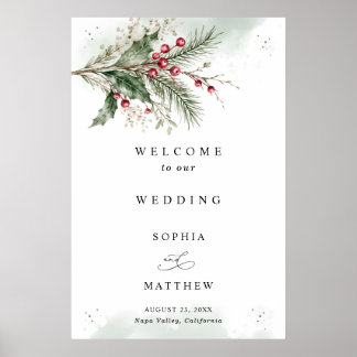 Poster Bem-vindo ao Casamento com Aquarela de Frutas de I