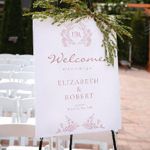 Bem-vindo ao Casamento com Crista Floral Rosa Empo
