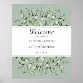 Poster Bem-vindo ao Casamento com Eucalipto Verde Sage