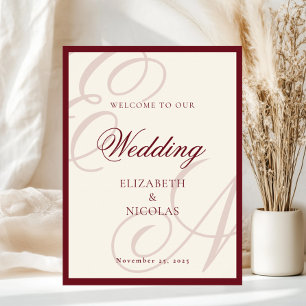 Poster Bem-vindo ao Casamento de Monograma de Luxo e Fort