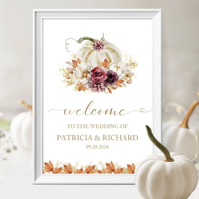 Poster Bem-vindo ao Casamento de Outono com Florais de Ab (Criador carregado)