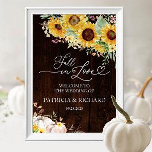 Poster Bem-vindo ao casamento do Girassol Abóbora do Amor