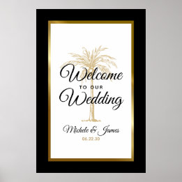 Poster Bem-vindo ao Casamento Elegante da Árvore de Palme