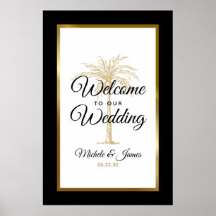 Poster Bem-vindo ao Casamento Elegante da Árvore de Palme