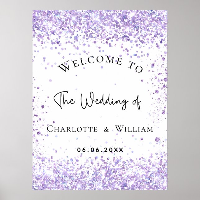 Poster Bem-vindo ao casamento em branco violeta lavanda b (Frente)