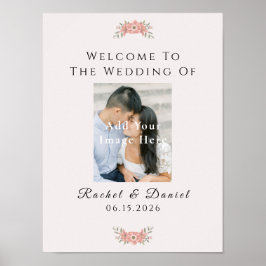 Poster Bem-vindo ao Casamento Floral de Jardim Rosa Perso