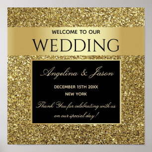 Poster Bem-vindo ao Casamento Glitter Gold