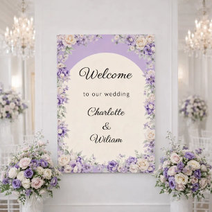 Poster Bem-vindo ao casamento lavanda champanhe creme