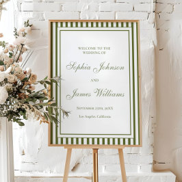 Poster Bem-vindo ao Casamento Old Money com Listra Verde