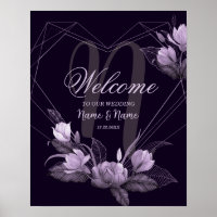 Bem-vindo ao Casamento Quadro de Floral Roxo Viole