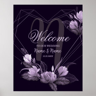 Poster Bem-vindo ao Casamento Quadro de Floral Roxo Viole