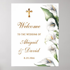 Poster Bem-vindo ao Casamento Religioso de Lírios Calla