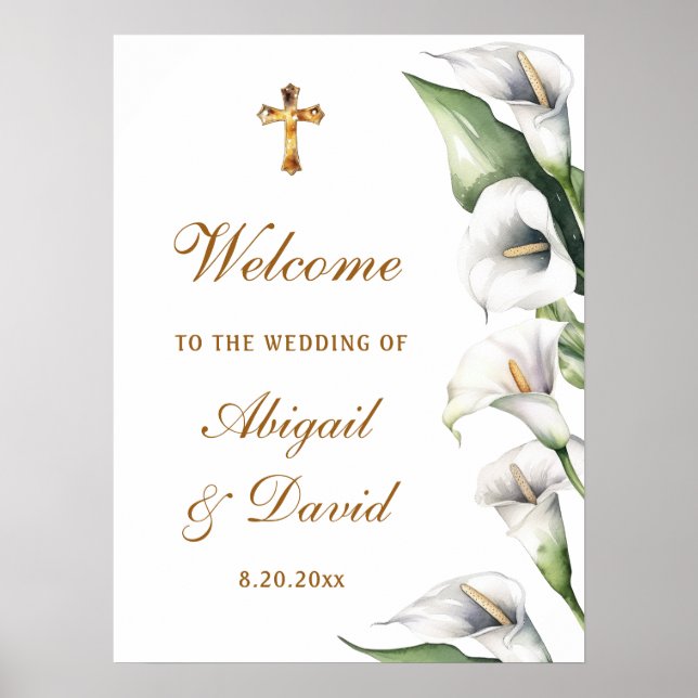 Poster Bem-vindo ao Casamento Religioso de Lírios Calla (Frente)