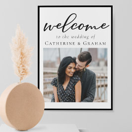 Poster Bem-vindo ao Casamento Simples com Tipografia Pret