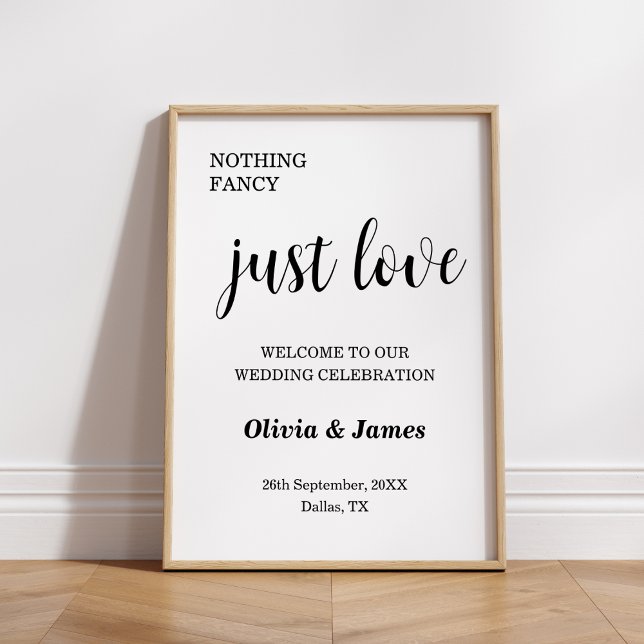 Poster Bem-vindo ao Casamento Simplesmente Amor Branco (White Nothing Fancy Just Love Wedding Welcome Poster )