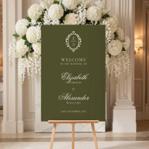 Bem-vindo ao Casamento Vintage Oval Crest Verde Ol