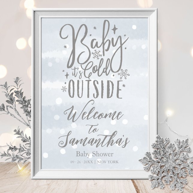 Poster Bem-vindo ao Chá de Bebê Baby É Frio Lá Fora Placa (Criador carregado)