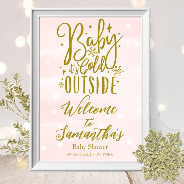 Poster Bem-vindo ao Chá de Bebê Baby É Frio Lá Fora Placa (Criador carregado)