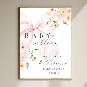 Poster Bem-vindo ao Chá de Bebê Baby In Bloom Arco Rosa