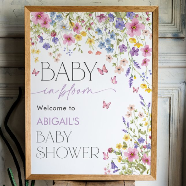 Poster Bem-vindo ao Chá de Bebê Baby in Bloom Borboleta 4 (Baby in Bloom Butterfly Baby Shower Welcome 18x24 Poster)