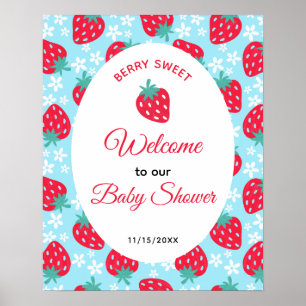 Poster Bem-vindo ao Chá de Bebê Blueberry Doce Morango