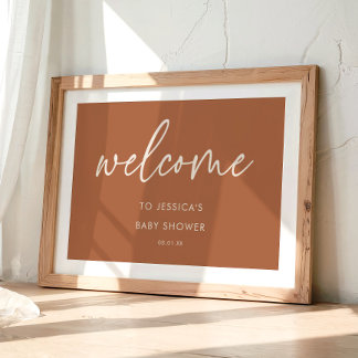 Poster Bem-vindo ao Chá de Bebê Boho Chic Minimal Terraco