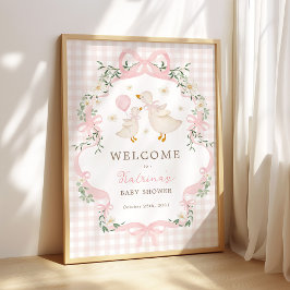 Poster Bem-vindo ao Chá de Bebê Coquete Cisne Rosa Boba