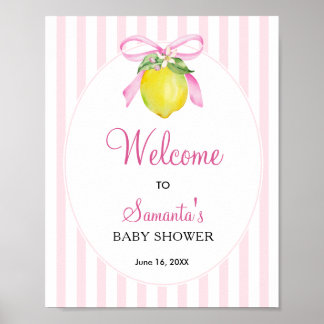 Poster Bem-vindo ao Chá de Bebê Coquette Rosa Limão