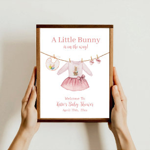 Poster Bem-vindo ao Chá de Bebê da Menina de Vestido Rosa