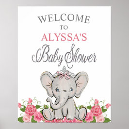 Poster Bem-vindo ao Chá de Bebê da Princesa Rosa Elefante