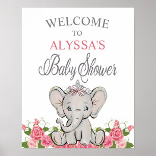 Poster Bem-vindo ao Chá de Bebê da Princesa Rosa Elefante