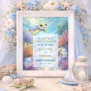 Poster Bem-vindo ao Chá de Bebê da Tartaruga Marinha Pequ