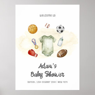 Poster Bem-vindo ao Chá de Bebê de Esportes Estrela em Aq