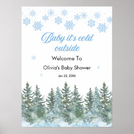 Poster Bem-vindo ao Chá de Bebê de Inverno Baby It's Cold