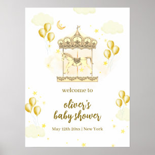 Poster Bem-vindo ao Chá de Bebê do Carrusel Mágico Elegan
