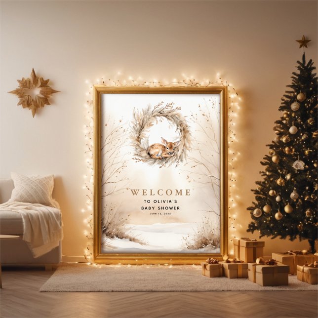 Poster Bem-vindo ao Chá de Bebê do Cervo Selvagem Animais (Criador carregado)