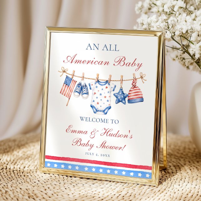 Poster Bem-vindo ao Chá de Bebê do Dia 4 de Julho America (Criador carregado)