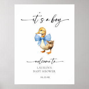Poster Bem-vindo ao Chá de Bebê do Menino do Pato com Laç