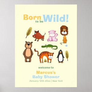 Poster Bem-vindo ao Chá de Bebê do Menino Selvagem Colori