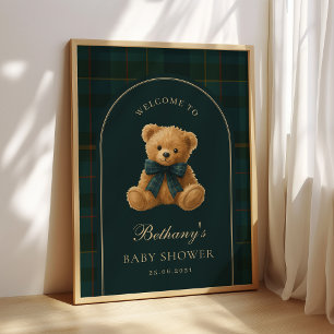 Poster Bem-vindo ao Chá de Bebê do Urso Teddy Clássico Po