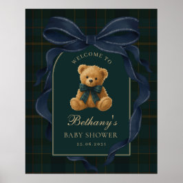 Poster Bem-vindo ao Chá de Bebê do Urso Teddy Polo Azul M