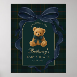Poster Bem-vindo ao Chá de Bebê do Urso Teddy Polo Azul M