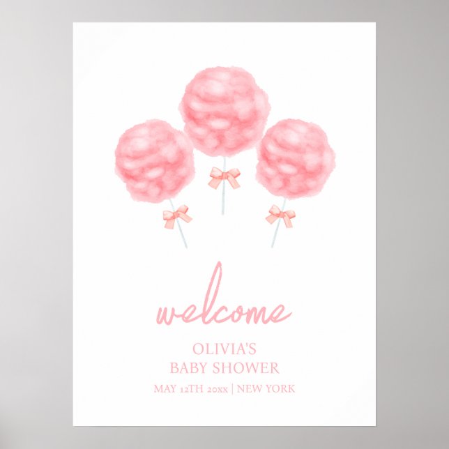 Poster Bem-vindo ao Chá de Bebê Doce e Fofo com Laço  (Frente)
