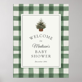 Poster Bem-vindo ao Chá de Bebê Evergreen de Inverno e Xa