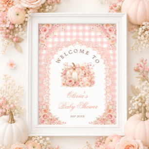 Poster Bem-vindo ao Chá de Bebê Floral de Outono com Arco