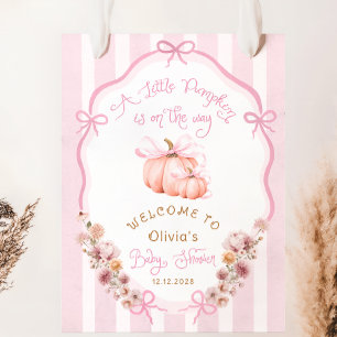 Poster Bem-vindo ao Chá de Bebê Floral de Outono com Laço