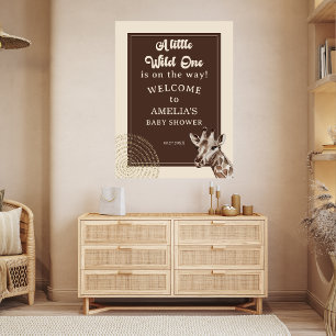 Poster Bem-vindo ao Chá de Bebê Girafa Safari na Selva